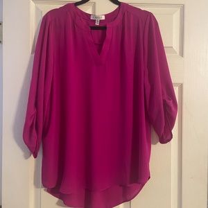 Chaus silky roll sleeve tunic blouse